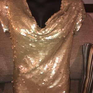 INC Sequin Drape-neck  Top